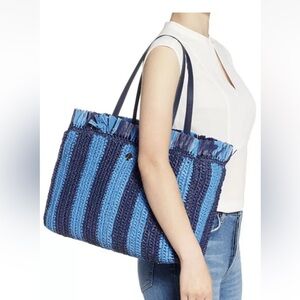 NWT Kate Spade Sam Striped Straw Bag Large NWT